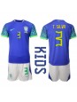 Brasilien Thiago Silva #3 Replika Borta Kläder Barn VM 2022 Kortärmad (+ byxor)